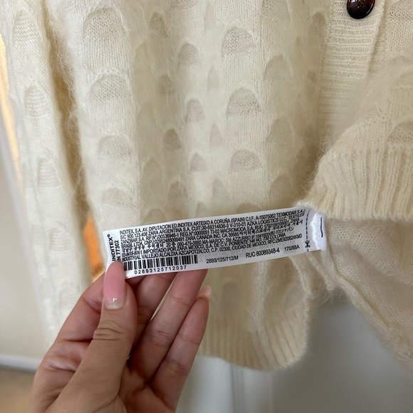 Zara Wool and Alpaca Blend Disc Knit Cardigan in Ecru - Picture 13 of 14